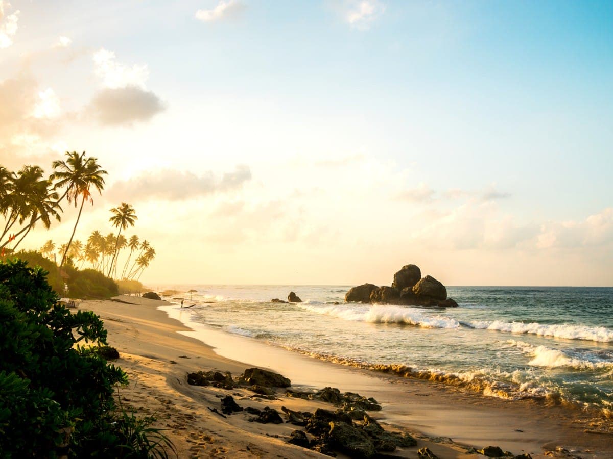 Weligama Bay beach and surf